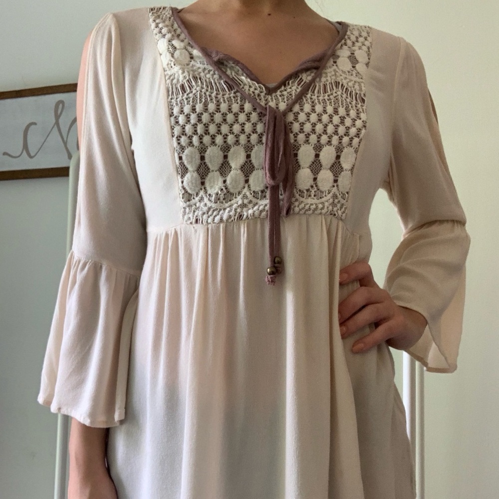 Cream bells sleeve blouse